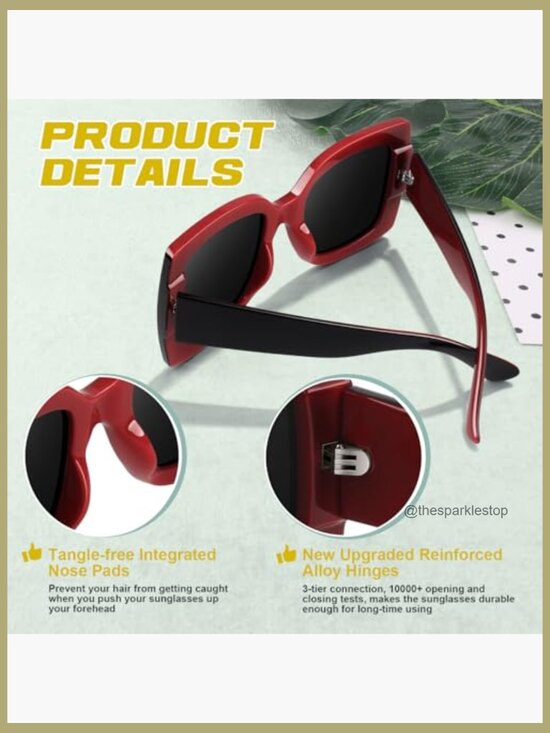Oversized Square Frame Sunglasses Retro Vintage Trendy Shades main image 5
